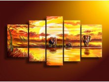 hand-painted-oil-wall-art-African-sun-Lake-font-b-elephants-b-font-home-decoration-Landscape.jpg