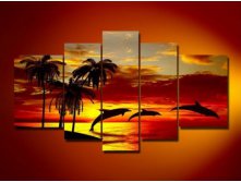 hand-painted-font-b-oil-b-font-wall-art-font-b-Sunrise-b-font-beach-dolphins.jpg