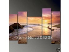 Framed-5-Panels-100-font-b-Handmade-b-font-Huge-Wall-Canvas-Art-Seascape-Beach-Group.jpg