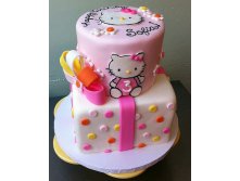 Hello Kitty birthday cake for 3 year old in 2 tiers and light pink.JPG