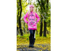 1075рТуника Lolly Pop очень тёплая приятная к телу Материал трехнить с начесом Длина 80 см Цвет розовый накат чёрный Размеры S, M.jpg