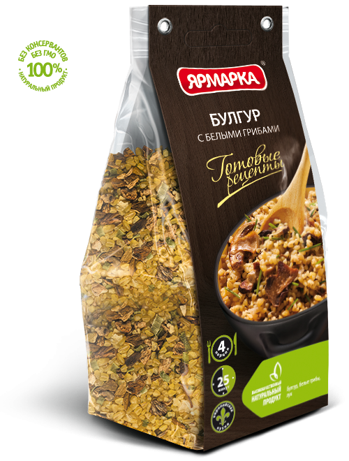Булгур с белыми грибами