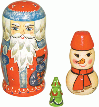 Дед Мороз, снеговик, елка