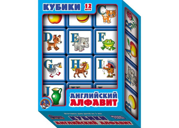 00351 Кубики выдувные с бортиком-55.12шт.обклейка.Английский алфавит, 347,00