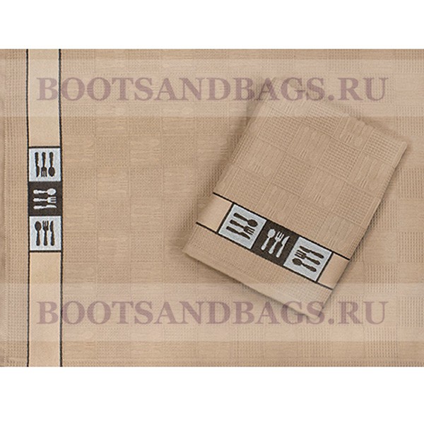 Вафельное полотенце СТОЛОВЫЕ ПРИБОРЫ 50x70 коричневое 119р.jpg