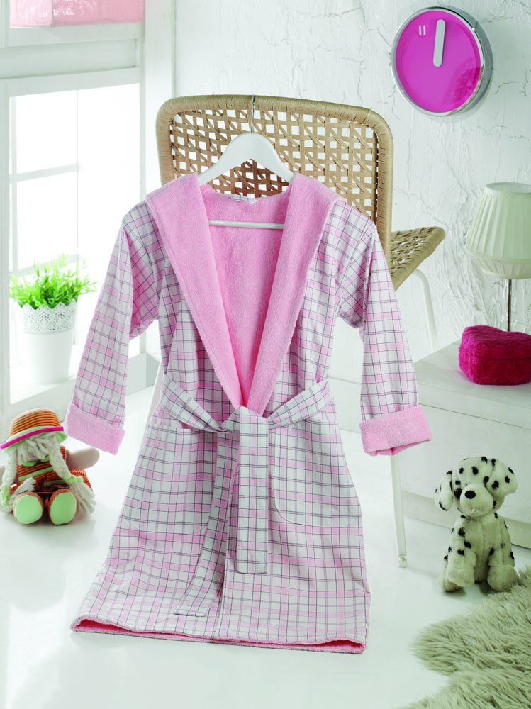 MARY Pink/Розовый, халат с воротником-шалькой, 100% хлопок