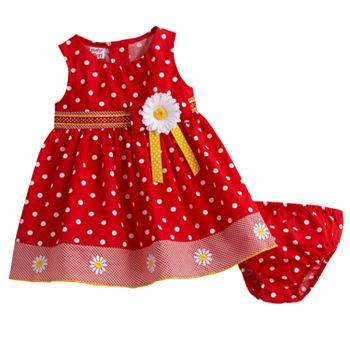 Blueberi Boulevard Polka-Dot Daisy Sundress - Baby