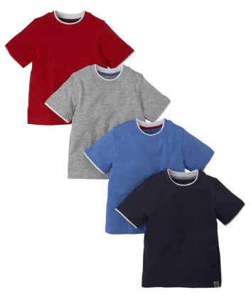 Mothercare Grey, Navy, Red and Blue T-shirts- 4 Pack