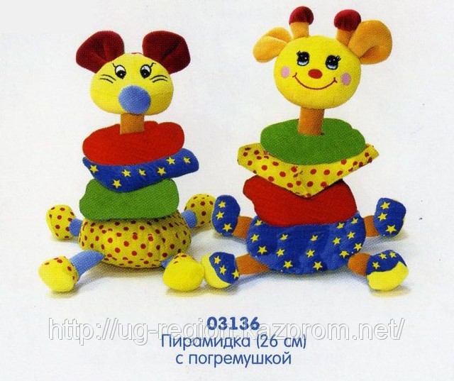 Игрушка-пирамидка с погремушкой (развивающая) комбинированная (26 см)
