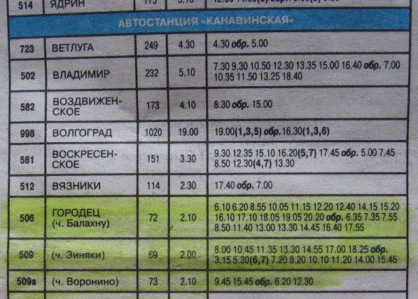 расписание