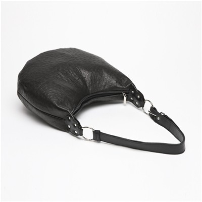 Borsa a spalla nera in pellle effetto struzzo Leo 34 x 23 x 9 cm3.jpg