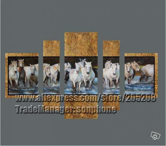 Framed-5-Panel-100-Handpainted-Amazing-High-End-Large-font-b-Horse-b-font-Artwork-Oil.jpg