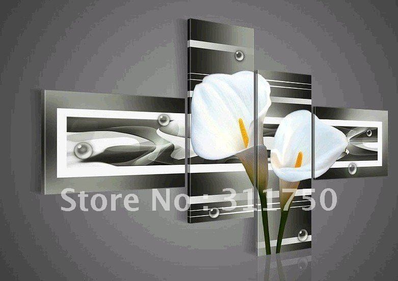 hand-painted-wall-art-black-Pure-white-lilies-home-decoration-abstract-Landscape-font-b-oil-b.jpg