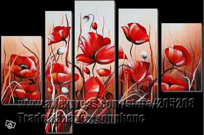 Framed-5-Panel-100-Handpainted-Amazing-High-End-Large-Red-Poppy-font-b-Painting-b-font.jpg