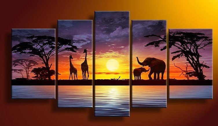 100-Hand-painted-Sun-purple-grassland-font-b-elephant-b-font-deer-landscape-Wall-home-Decor.jpg