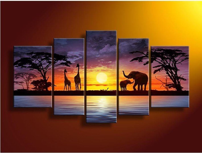 hand-painted-wall-art-African-font-b-elephants-b-font-deer-Home-Decoration-Modern-Landscape-Oil-1.jpg