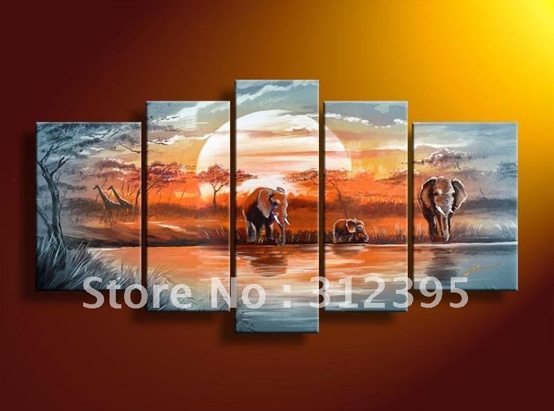 Handicrafts-canvas-font-b-painting-b-font-Blue-lake-forest-font-b-elephants-b-font-landscape.jpg