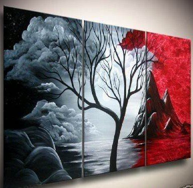 100-Hand-painted-Red-and-black-cloud-sky-tree-landscape-Wall-home-Decor-font-b-Oil.jpg