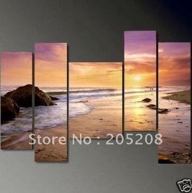 Framed-5-Panels-100-font-b-Handmade-b-font-Huge-Wall-Canvas-Art-Seascape-Beach-Group.jpg