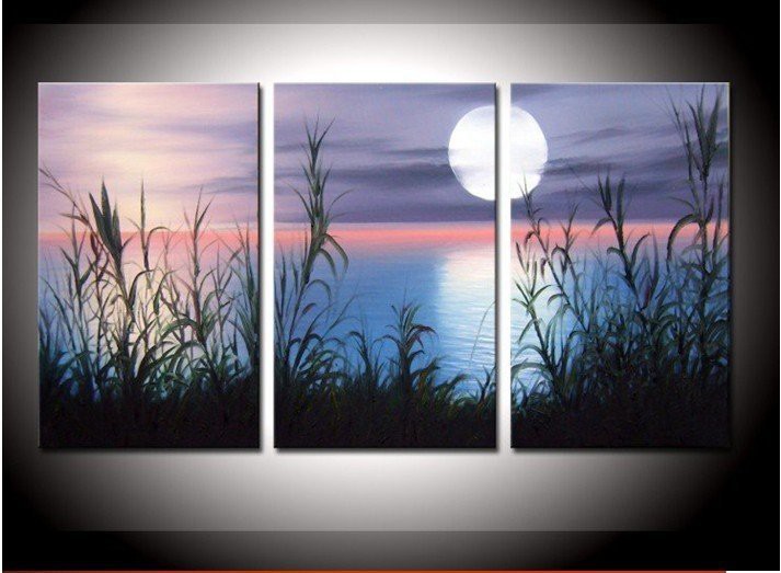 100-Hand-painted-font-b-Sunrise-b-font-the-lake-grass-landscape-Wall-home-Decor-font.jpg