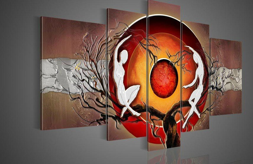 100-Hand-painted-Free-shipping-Light-brown-sun-abstract-tree-Space-dance-landscape-font-b-Oil.jpg