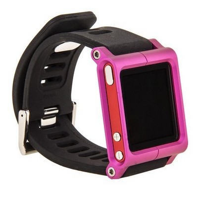 Чехол LunaTik для iPod nano 6 в виде браслета черный ремешок розовый корпус.jpg