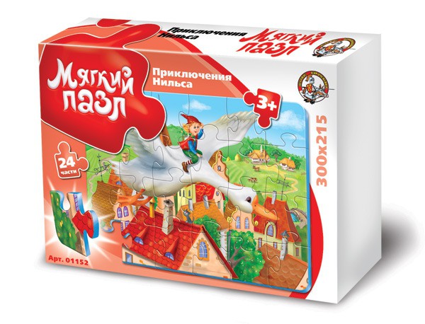 01152 Пазлы мяг.в кор.24 эл.Чуд.путеш.Нильса с дик.гусями 60,0