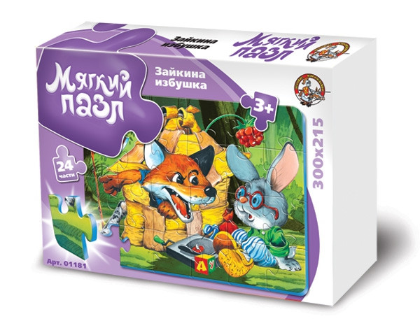 01181 Пазлы мяг.в кор.24 эл.Зайкина избушка 60,0