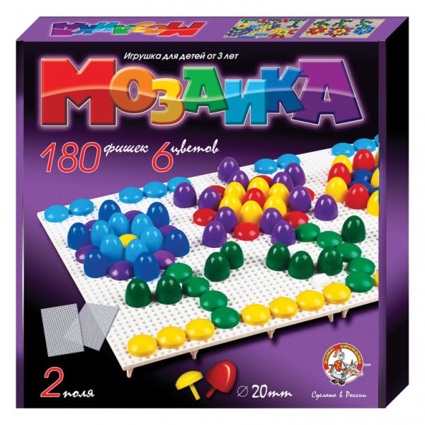 02007 Мозаика 2 поля,6цв.20мм.180 фишек, 284,00