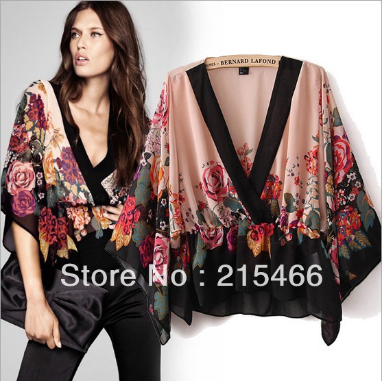 2013-Spring-Summer-New-Women-s-Chiffon-Short-Blouse-Tops-Floral-Print-V-Neck-Half-Batwing.jpg