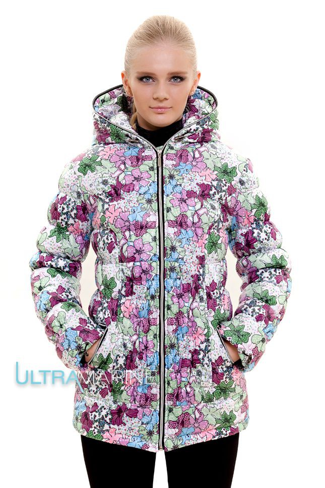 Зимняя слингокуртка ФЛОРЕНЦИЯ сиреневые цветы