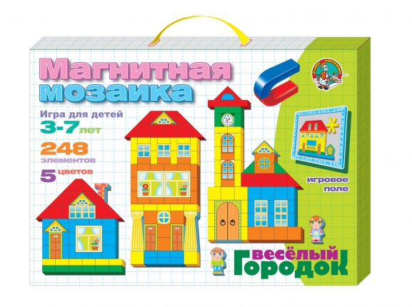 01511 Магнитная мозаика. Веселый городок.(5 цветов, 248 магнитных фишек, 30 дополнительных элементов) 340 р.png