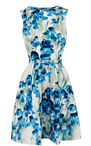 Blue Karen Millen Cotton Iris Print Dress DQ021_02.jpg