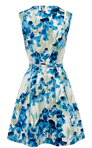 Blue Karen Millen Cotton Iris Print Dress DQ021_03.jpg