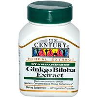 21st Century Health Care, Ginkgo Biloba Extract, Standardized, 60 Veggie Caps