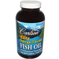 Carlson Labs, Elite Omega-3 Gems, Fish Oil, Lemon Flavored Chewable, 180 Soft Gels