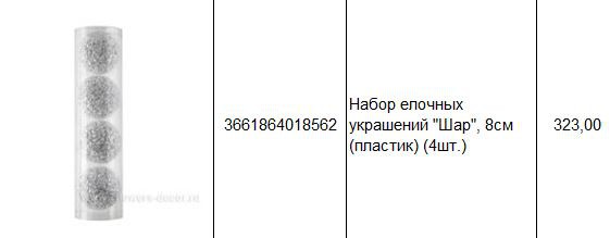 3661864018562 Набор елочных украшений Шар, 8см (пластик) (4шт.) 323.JPG