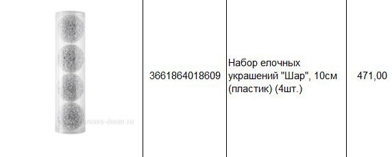 3661864018609 Набор елочных украшений Шар, 10см (пластик) (4шт.) 471.JPG