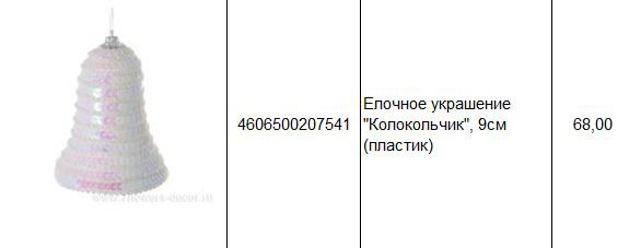 4606500207541 Елочное украшение Колокольчик, 9см (пластик) 68.JPG