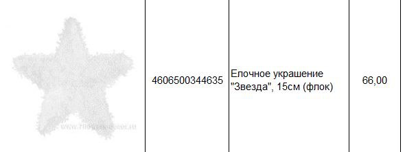 4606500344635 Елочное украшение Звезда, 15см (флок) 66.JPG