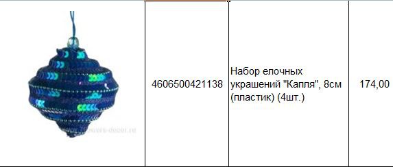 4606500421138 Набор елочных украшений Капля, 8см (пластик) (4шт.) 174.JPG