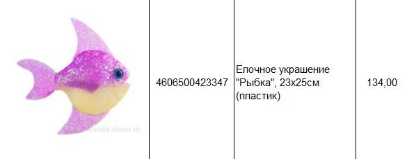 4606500423347 Елочное украшение Рыбка, 23х25см (пластик) 134.JPG