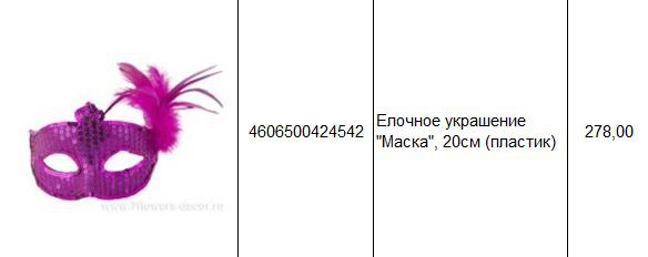 4606500424542 Елочное украшение Маска, 20см (пластик) 278.JPG