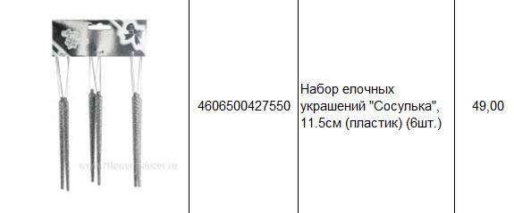 4606500427550 Набор елочных украшений Сосулька, 11.5см (пластик) (6шт.) 49.JPG
