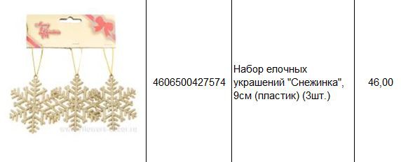 4606500427574 Набор елочных украшений Снежинка, 9см (пластик) (3шт.) 46.JPG