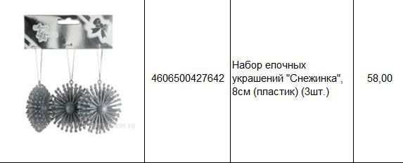 4606500427642 Набор елочных украшений Снежинка, 8см (пластик) (3шт.) 58.JPG