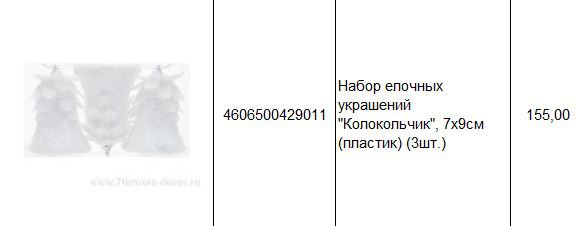 4606500429011 Набор елочных украшений Колокольчик, 7х9см (пластик) (3шт.) 155.JPG
