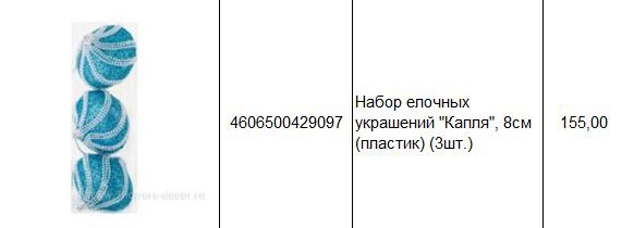 4606500429097 Набор елочных украшений Капля, 8см (пластик) (3шт.) 155.JPG