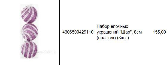 4606500429110 Набор елочных украшений Шар, 8см (пластик) (3шт.) 155.JPG