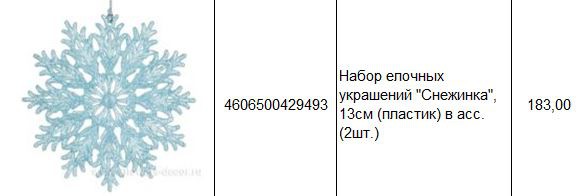 4606500429493 Набор елочных украшений Снежинка, 13.5см (пластик), в асс. (2шт.) 183.JPG